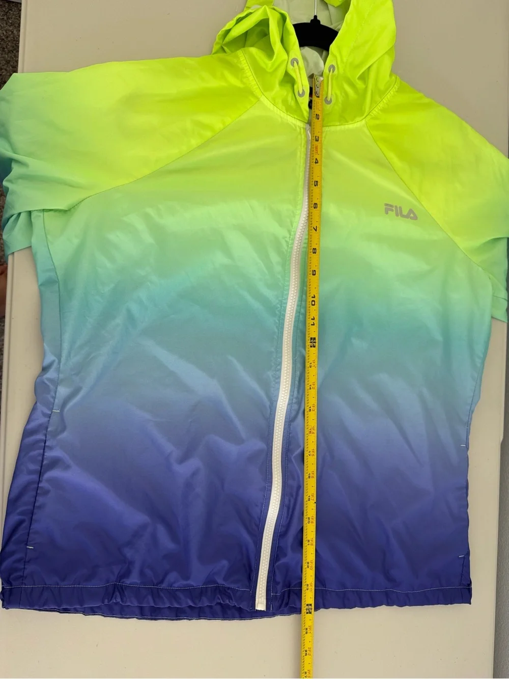 FILA Men’s Lime to Navy Ombre Hooded Windbreaker